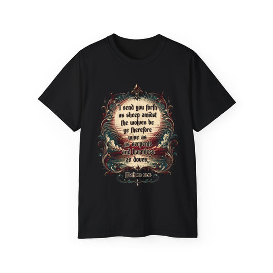 Matthew 10:16 Christian Scripture Tee — Vintage Dove Graphic