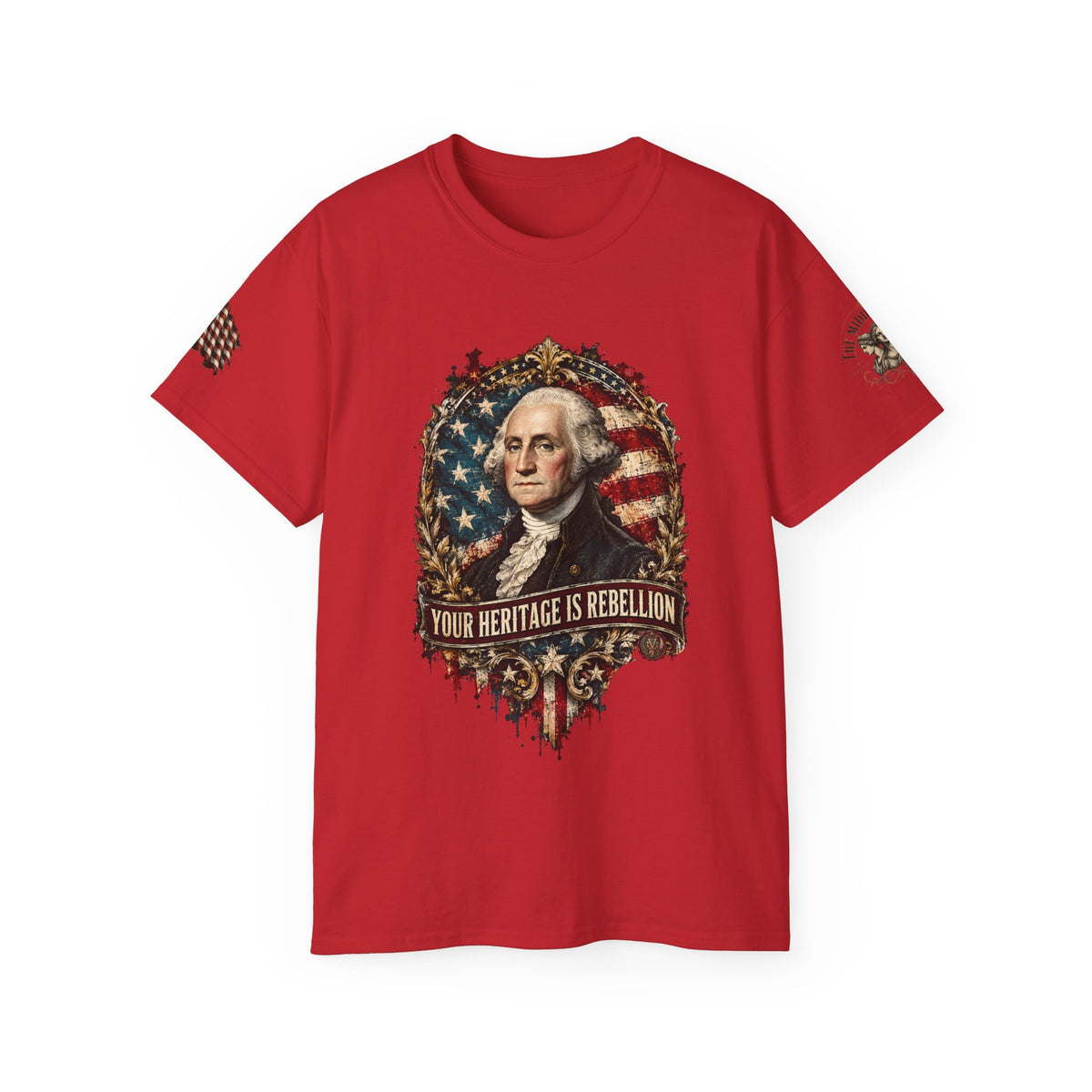 Heritage Rebellion Tee — George Washington American Flag Graphic T-Shirt