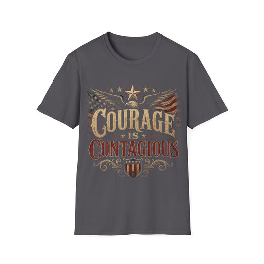 Courage Is Contagious T-Shirt — Vintage Patriotic Eagle Graphic