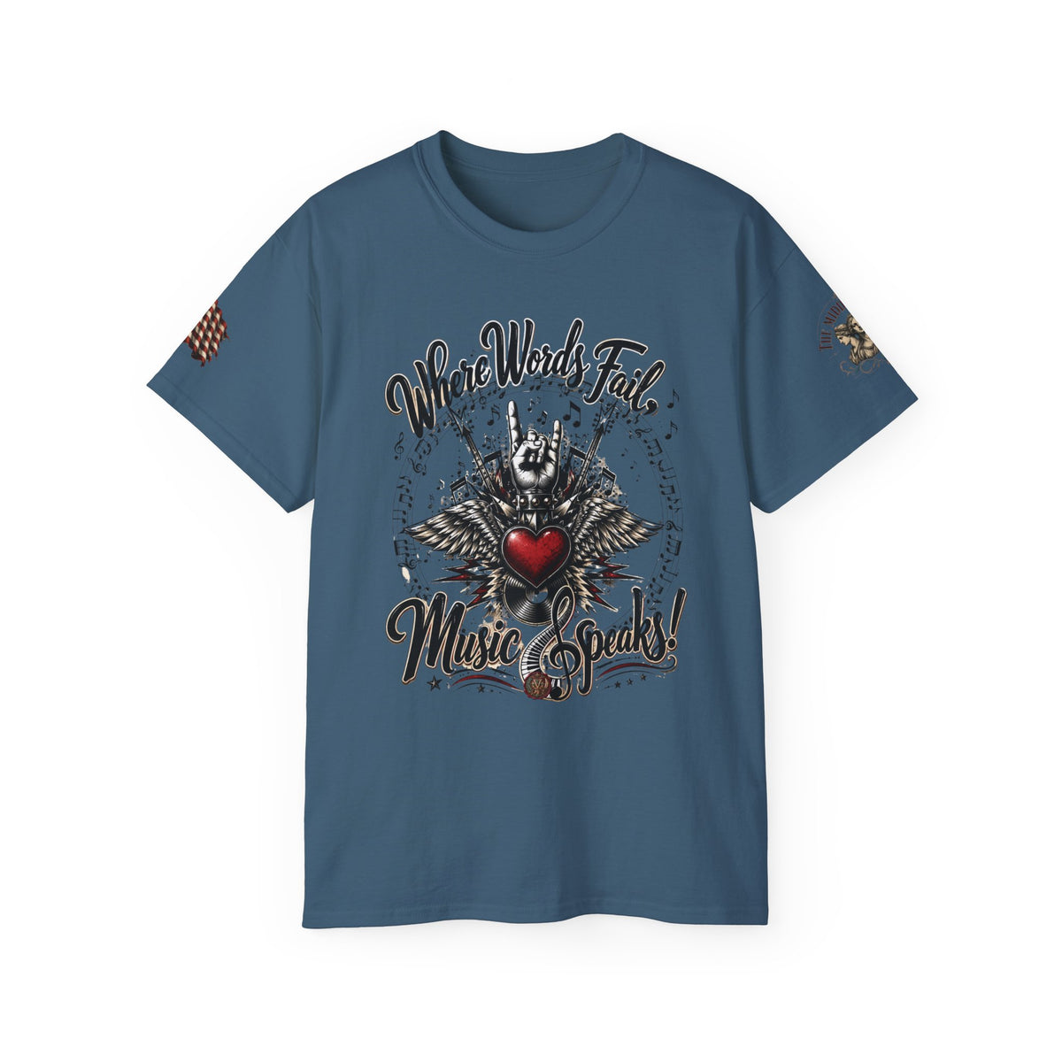 Music Speaks Tee — "Where Words Fail, Music Speaks" Heart & Treble Shirt