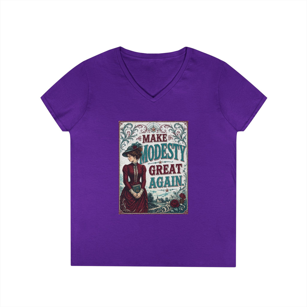 Make Modesty Great Again Vintage-Style Ladies' V-Neck Tee