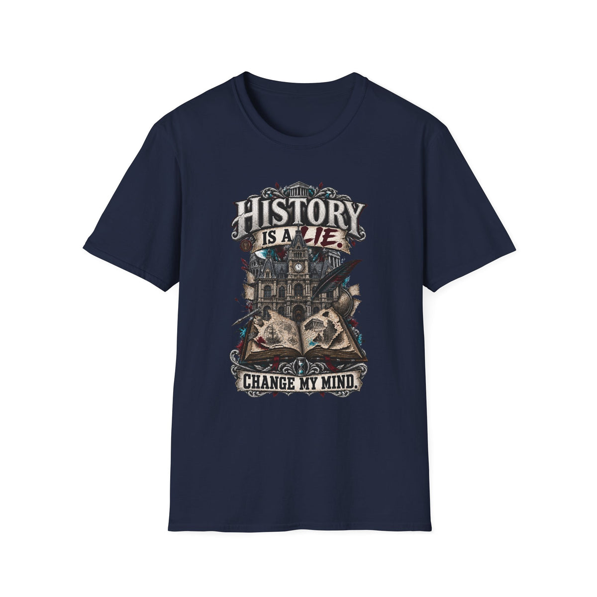 History Is a Lie T‑Shirt — Conspiracy Vintage Graphic Tee