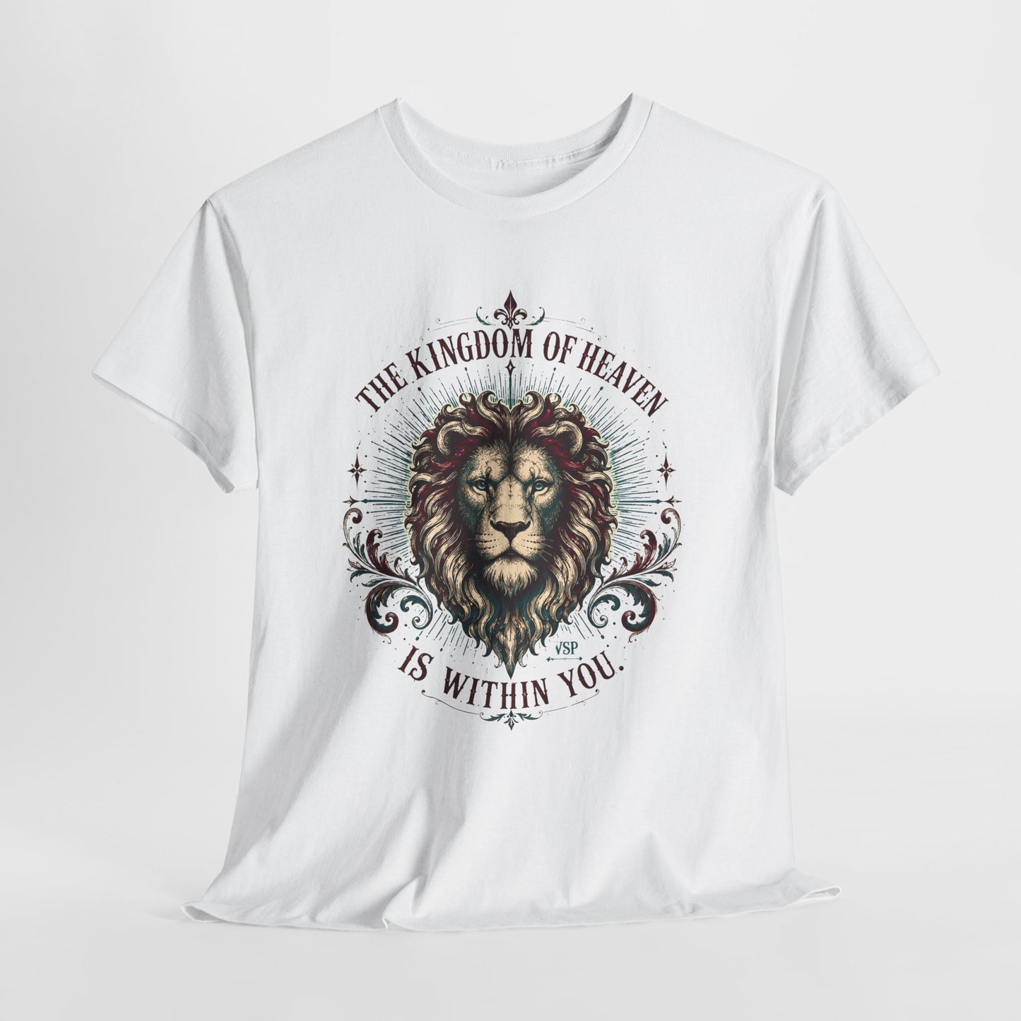 The Kingdom of Heaven is Within You- Inspirational Lion Design Cotton Tee