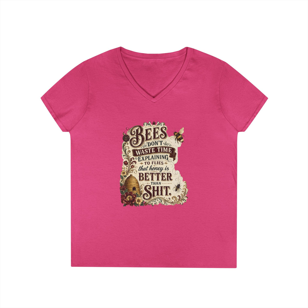 "Bee's Don't Waste Time," Women's Sassy Bee Garden Graphic Tee