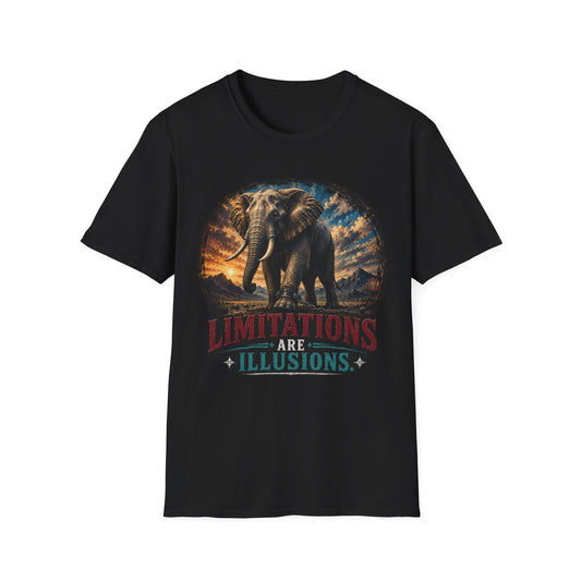 Elephant Graphic T-Shirt — 'Limitations Are Illusions' Inspirational Tee