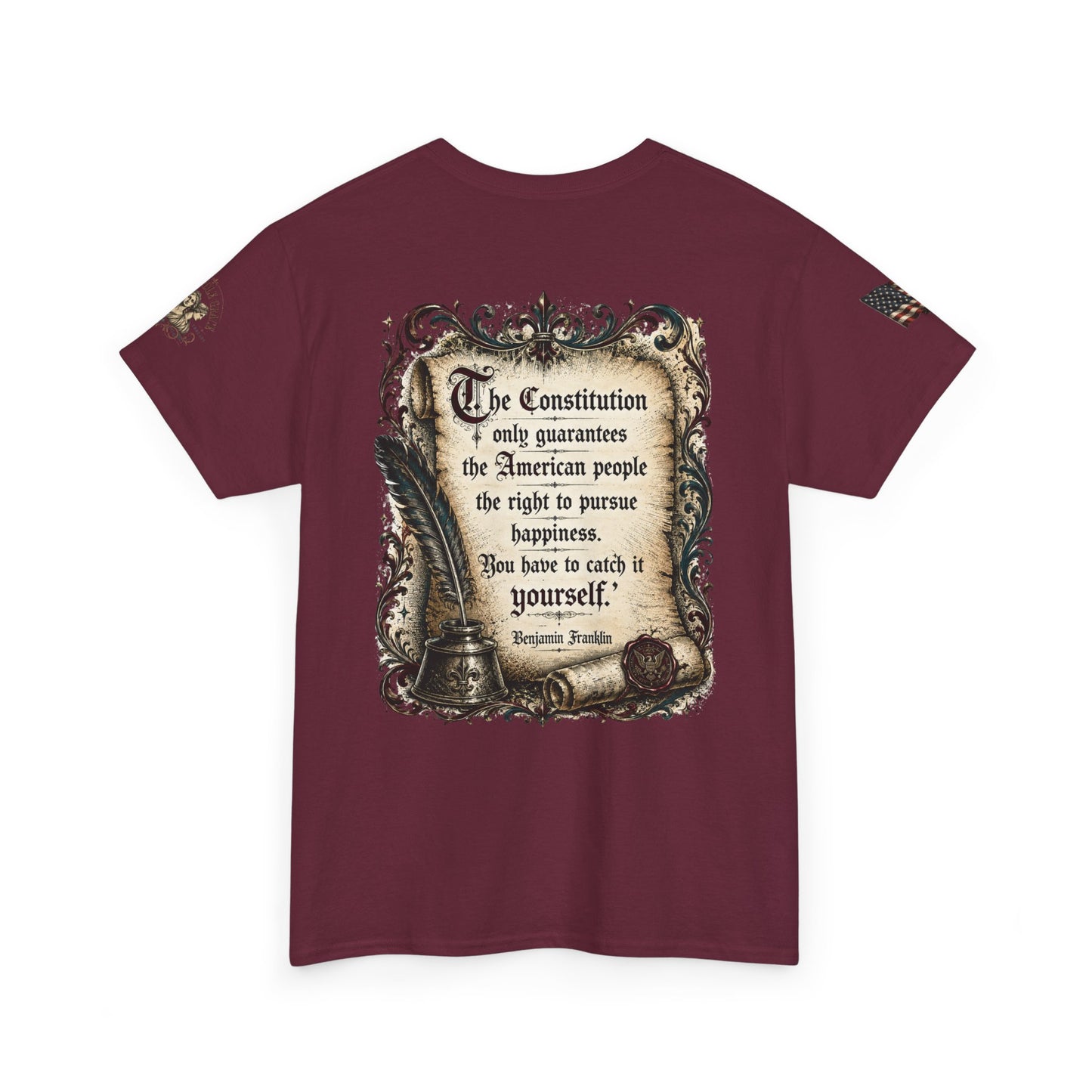 Patriotic Graphic Tee – America 250 Constitution & Benjamin Franklin Quote | 100% Cotton T-Shirt