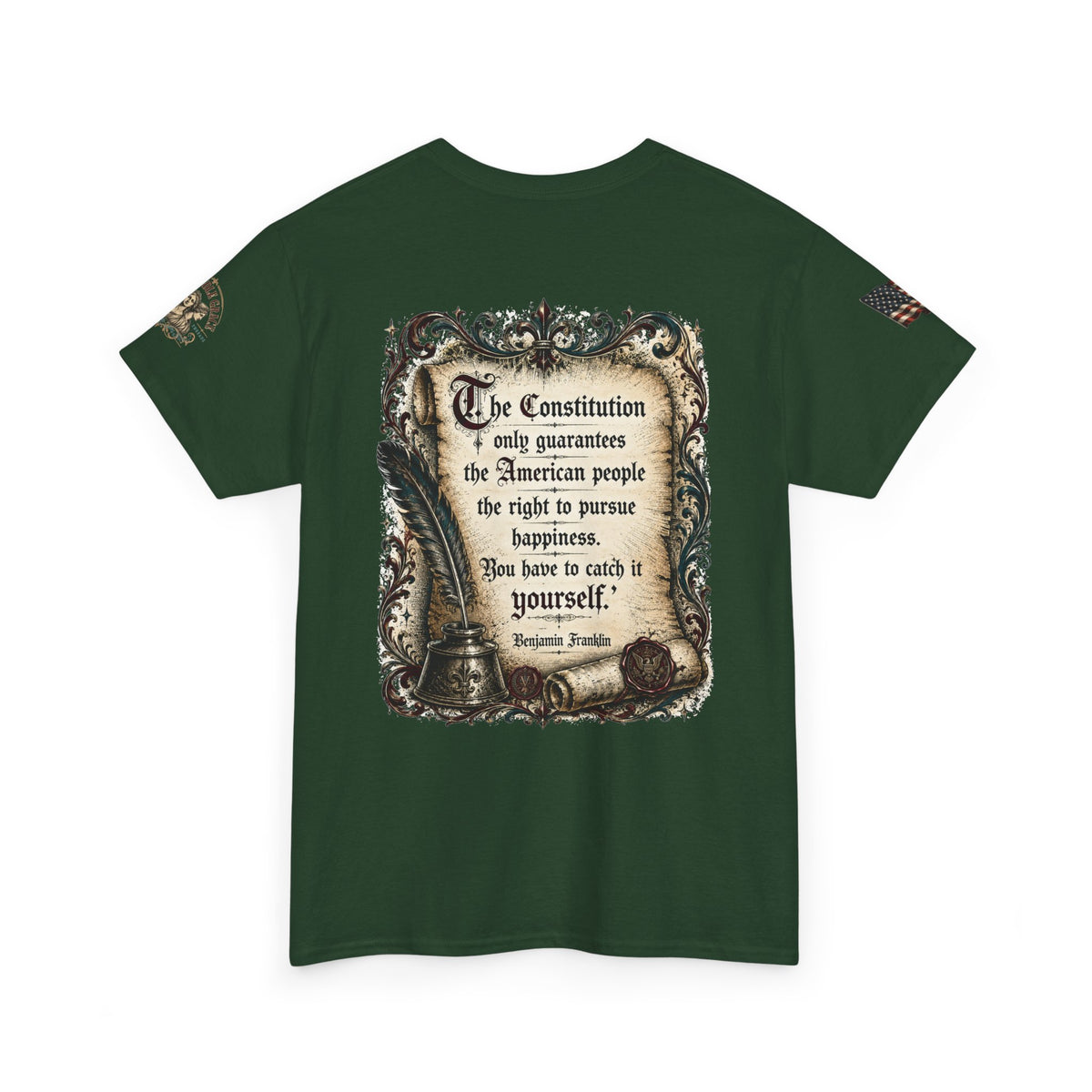 America 250 Vintage Style Constitution with Benjamin Franklin Quote Cotton Tee