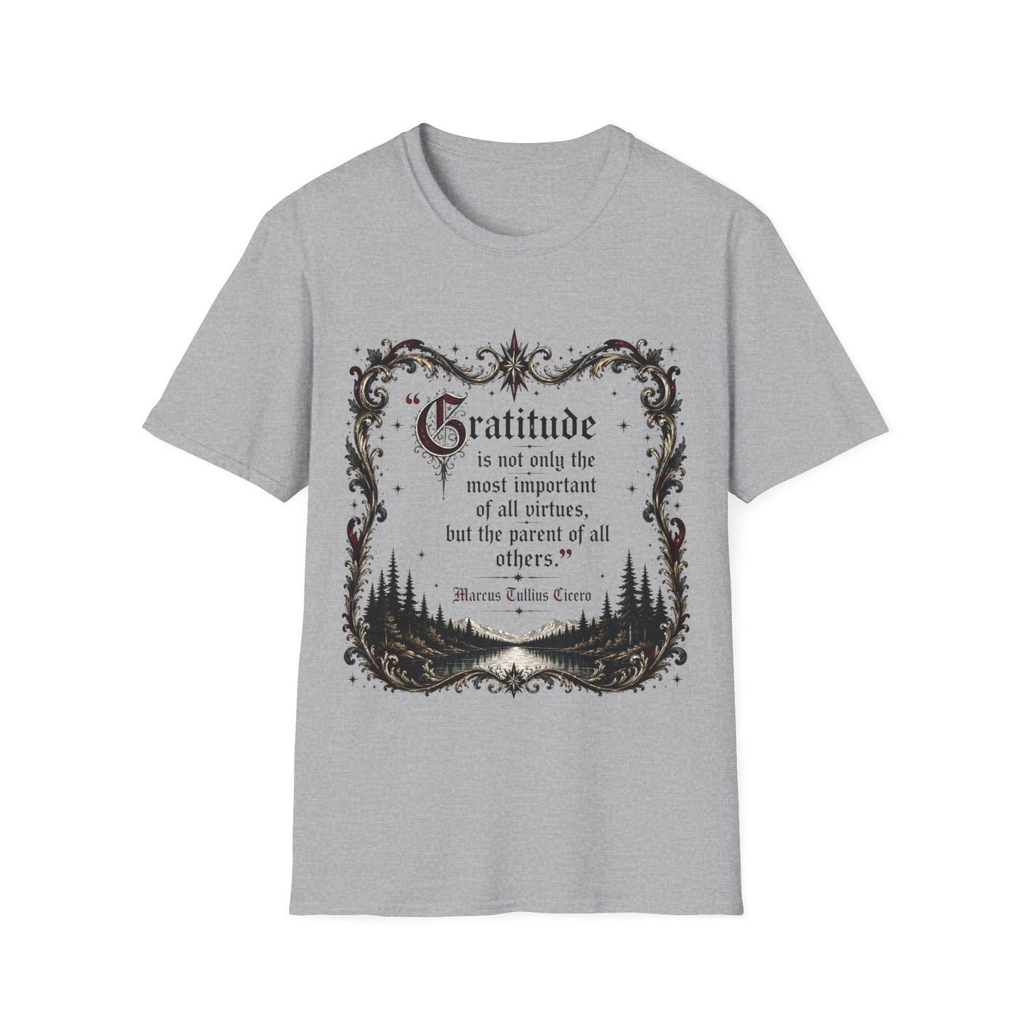 Gratitude is not only the most important of all virtues but the...— Vintage Ornate Marcus Aurelius Quote Tee