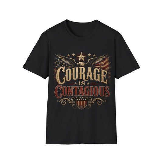 Courage Is Contagious T-Shirt — Vintage Patriotic Eagle Graphic
