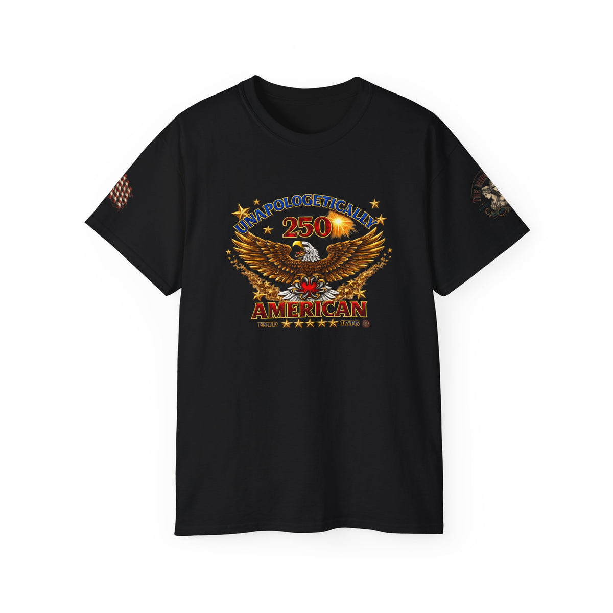 Unapologetically American Eagle Tee — '250 American' Patriotic Flag T‑Shirt