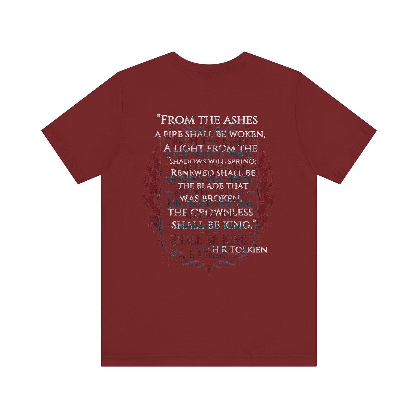 "Fraud Vitiates Everything"  Cotton Tee celebrates American renewal and awakening with a the common man becoming king by Tolkien  back.