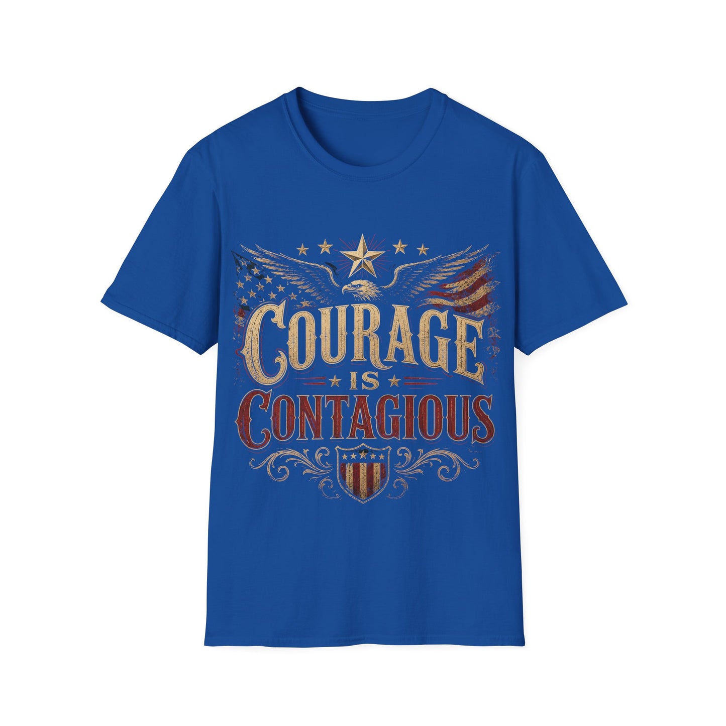 Courage Is Contagious T-Shirt — Vintage Patriotic Eagle Graphic