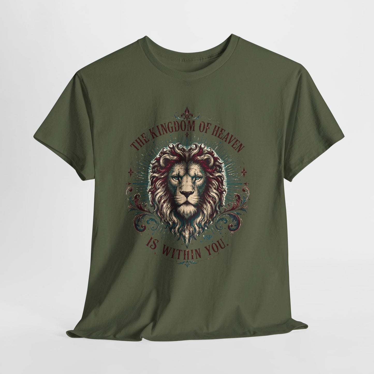 The Kingdom of Heaven is Within You- Inspirational Lion Design Cotton Tee