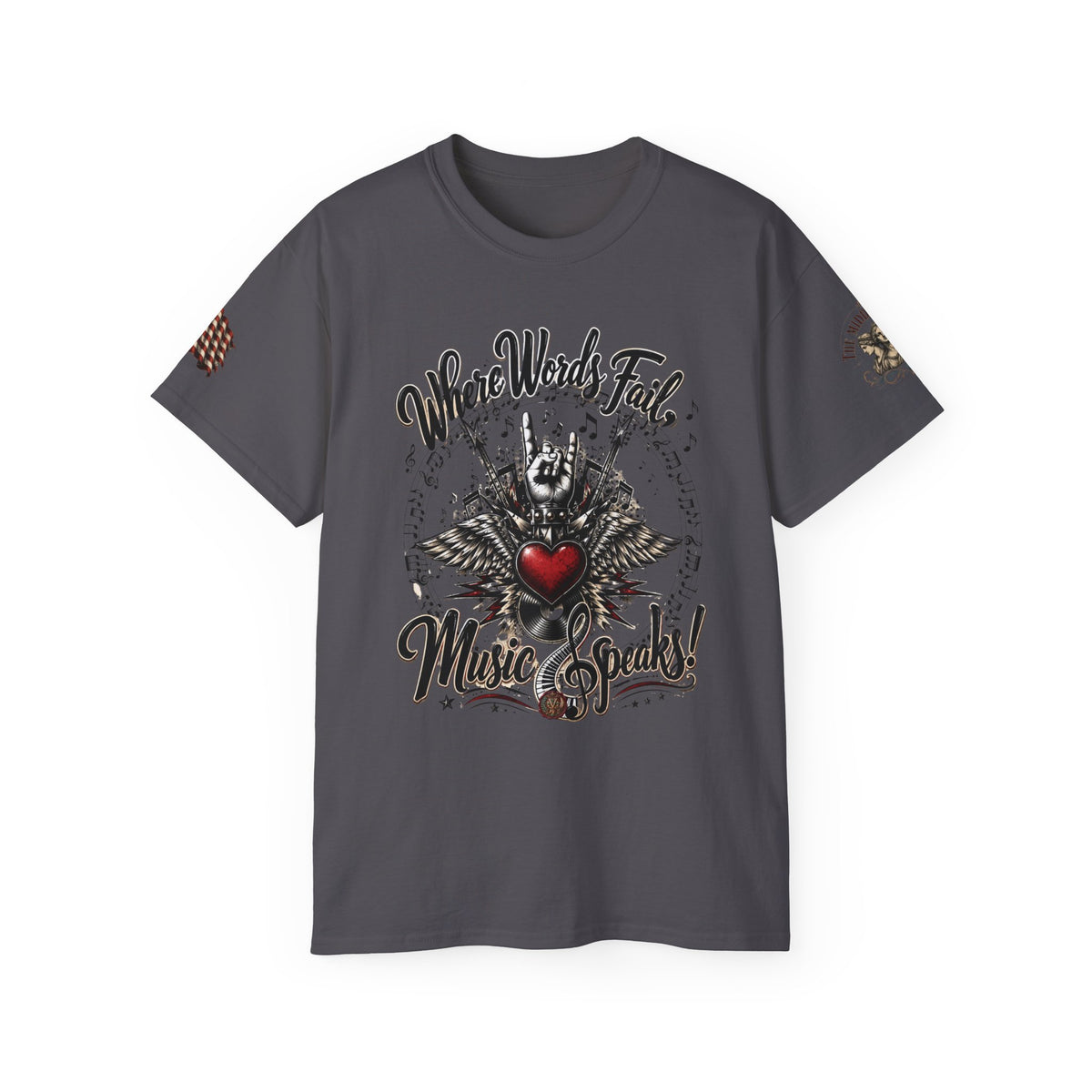 Music Speaks Tee — "Where Words Fail, Music Speaks" Heart & Treble Shirt