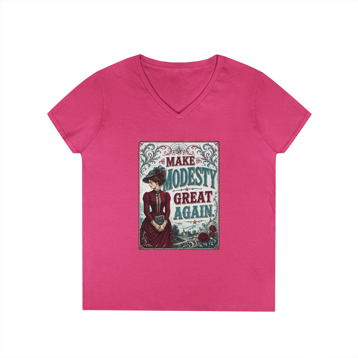 Make Modesty Great Again Vintage-Style Ladies' V-Neck Tee