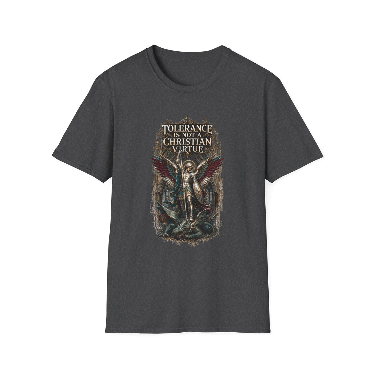 "Tolerance Is Not a Christian Virtue" Gothic Angel Graphic T-Shirt