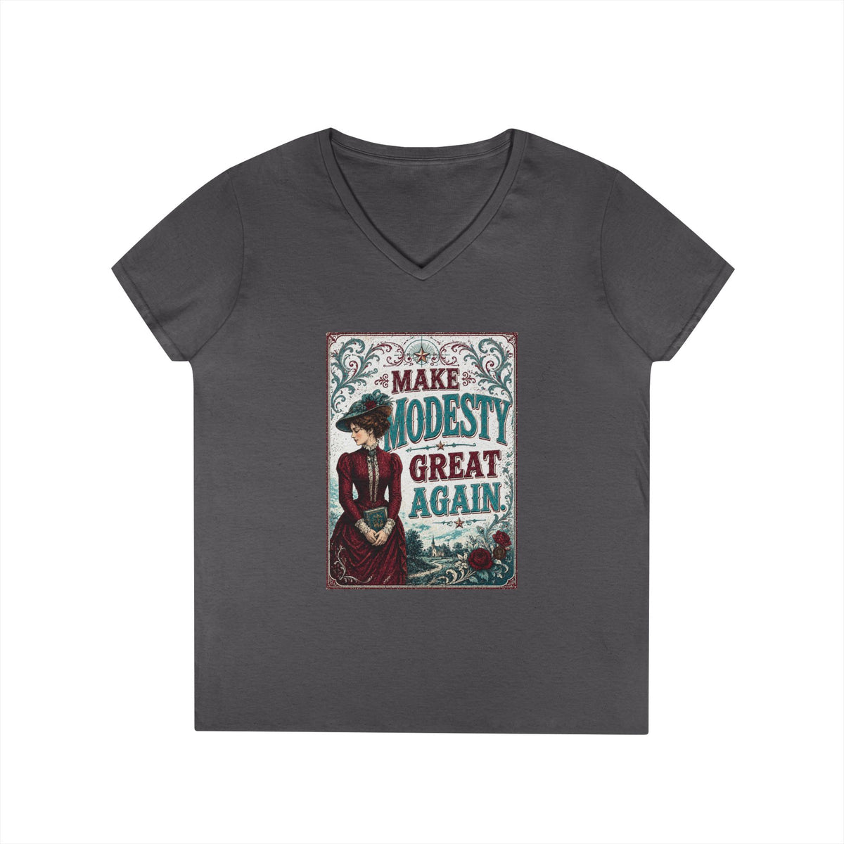Make Modesty Great Again Vintage-Style Ladies' V-Neck Tee