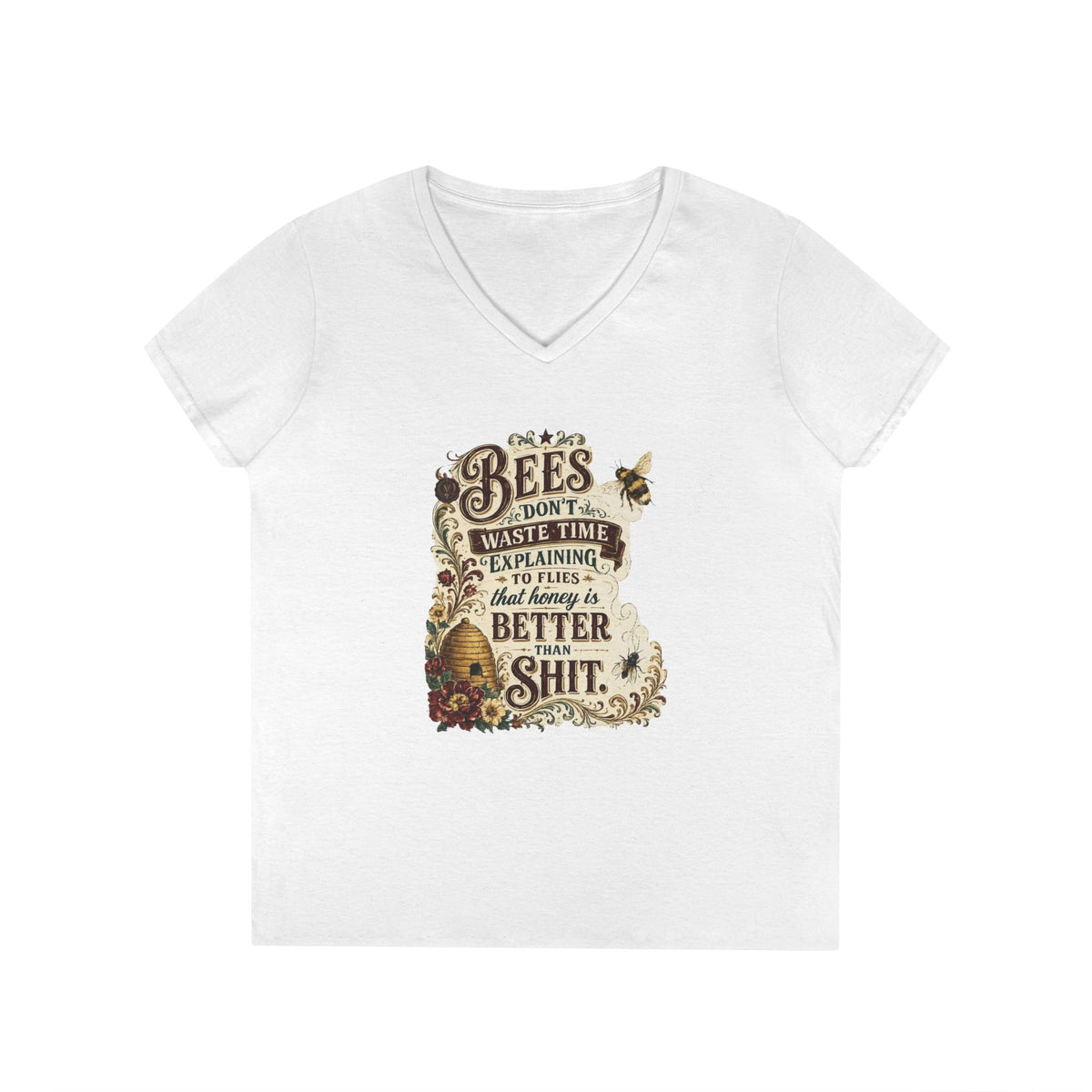 "Bee's Don't Waste Time," Women's Sassy Bee Garden Graphic Tee