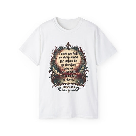 Matthew 10:16 Christian Scripture Tee — Vintage Dove Graphic