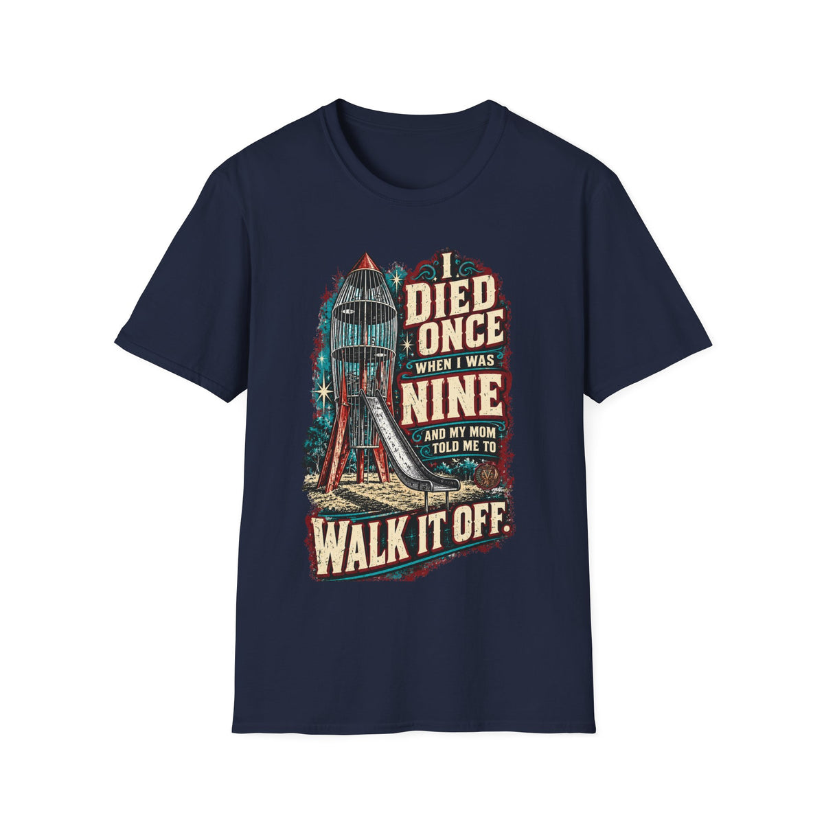 Gen X Vintage Playground Graphic  “I Died Once When I Was Nine” Nostalgic Humor Tee