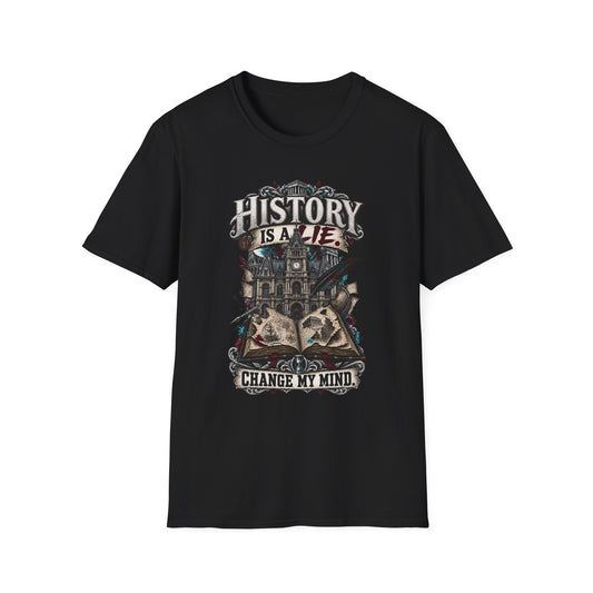 History Is a Lie T‑Shirt — Conspiracy Vintage Graphic Tee