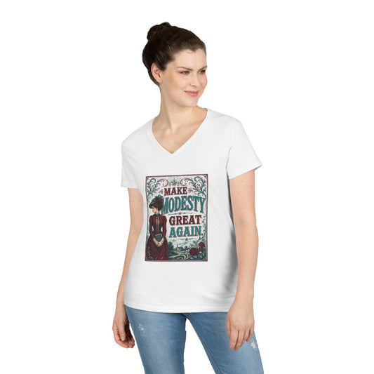 Make Modesty Great Again Vintage-Style Ladies' V-Neck Tee