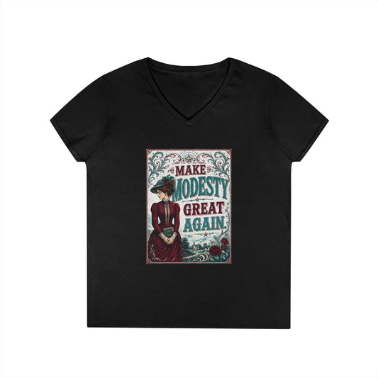 Make Modesty Great Again Vintage-Style Ladies' V-Neck Tee