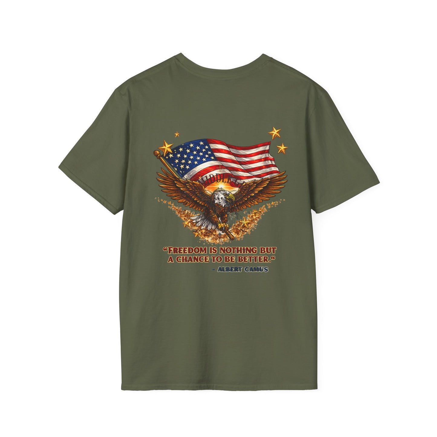 Patriotic Graphic Tee – Unapologetically American | Vintage Eagle 100% Cotton T-Shirt