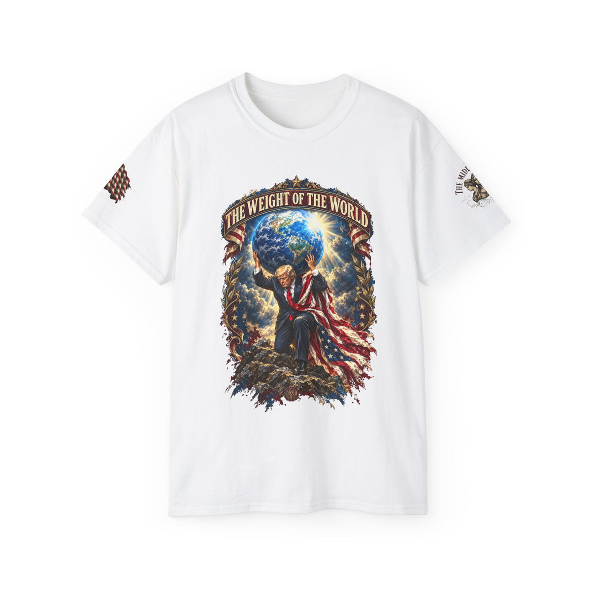 The Weight of the World Tee — Patriotic Atlas Graphic T-Shirt