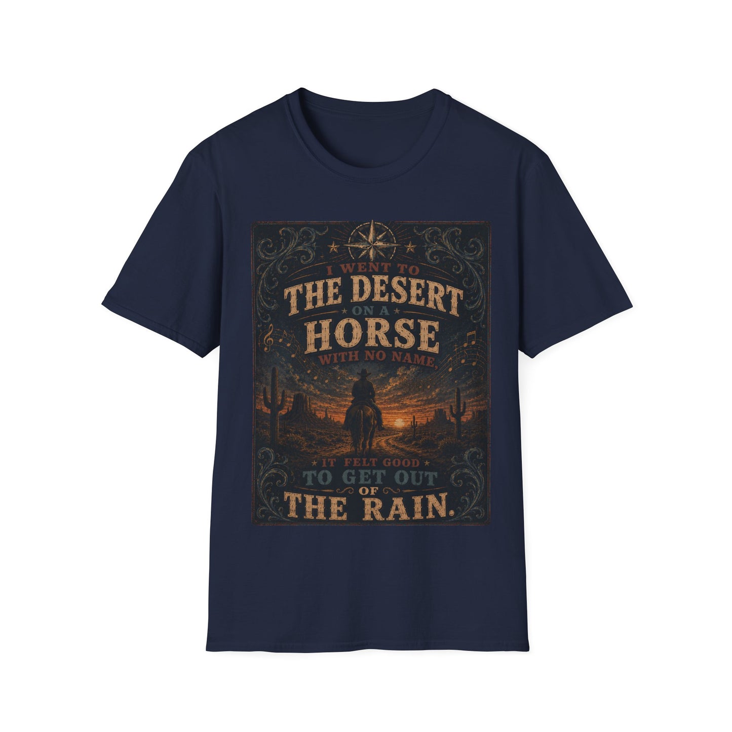 Desert Horse Graphic T‑Shirt — "I Went to the Desert on a Horse with No Name" Vintage Western Tee
