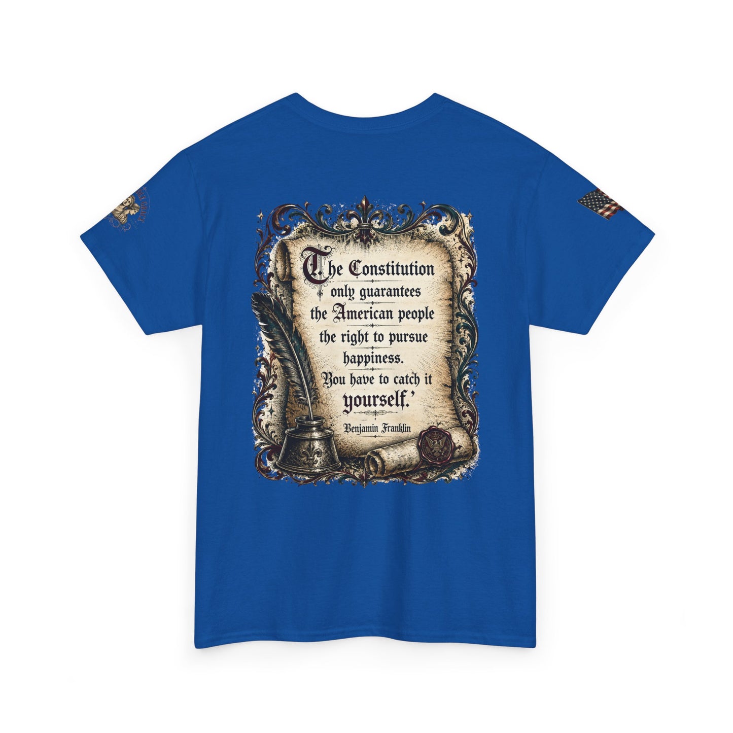 Patriotic Graphic Tee – America 250 Constitution & Benjamin Franklin Quote | 100% Cotton T-Shirt