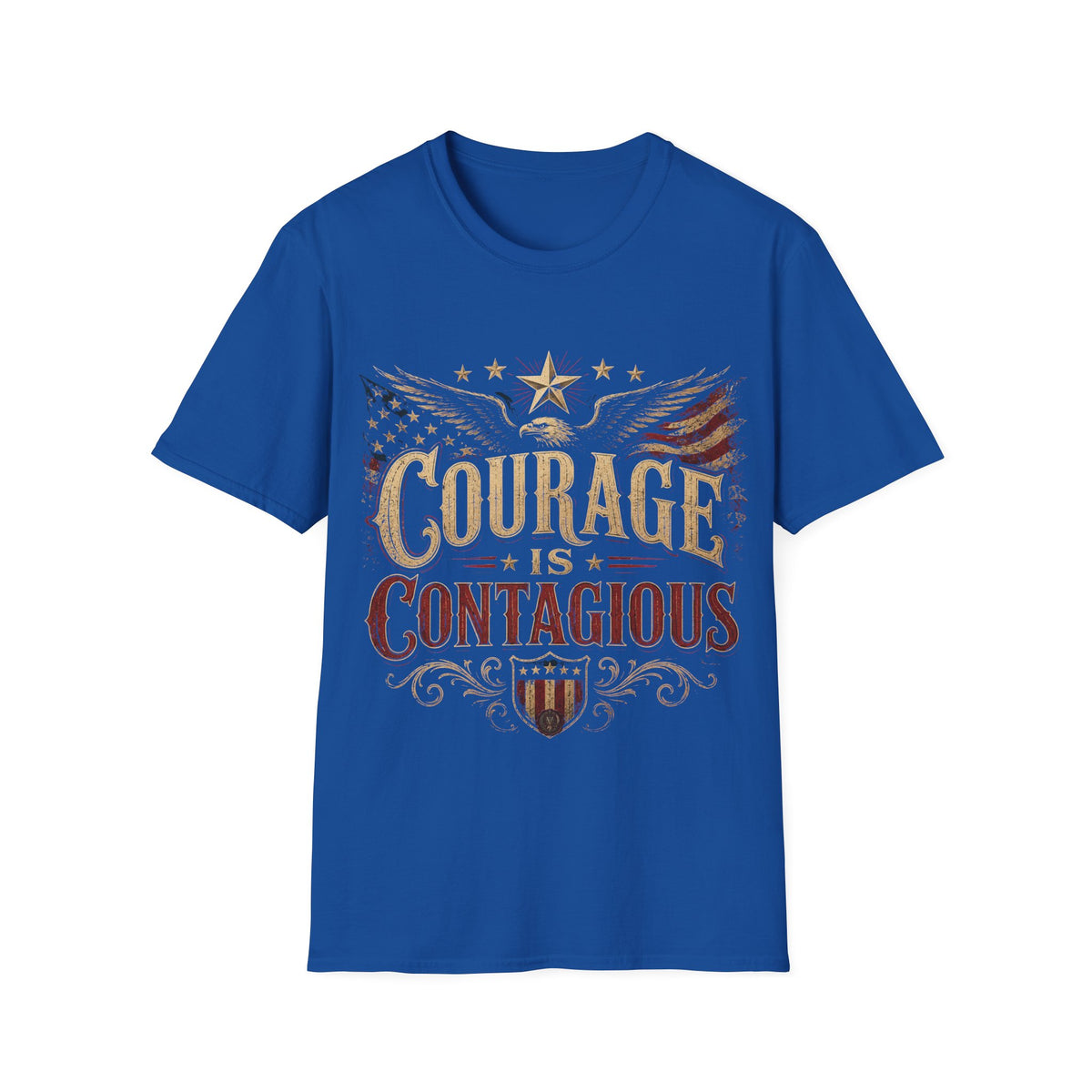 Courage Is Contagious T-Shirt — Vintage Patriotic Eagle Graphic
