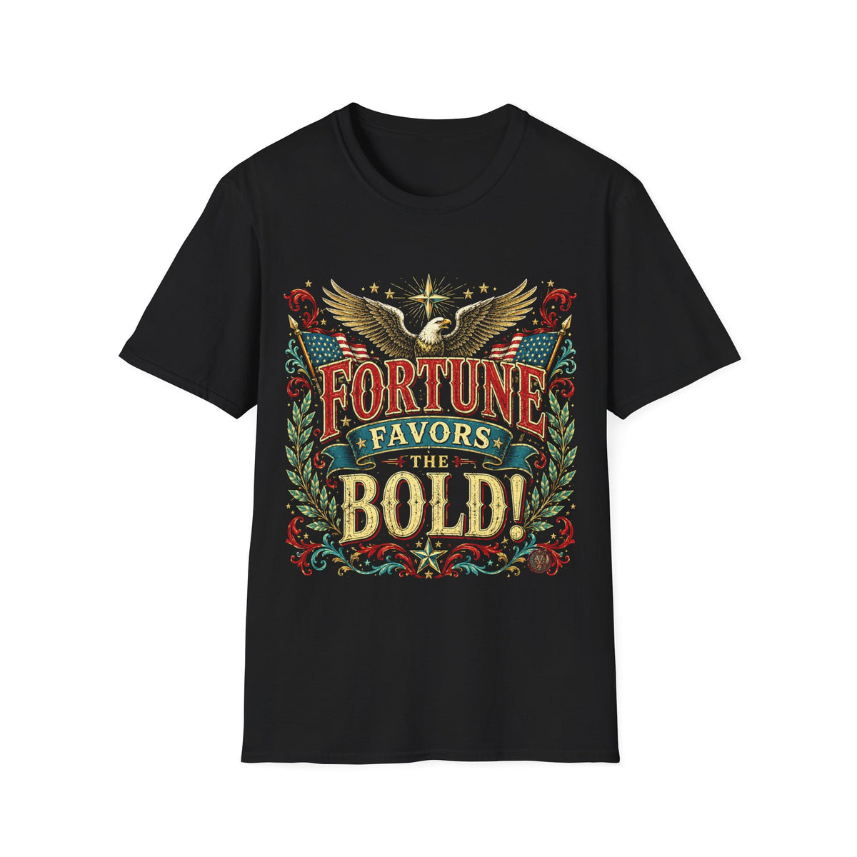 Fortune Favors the Bold T-Shirt — Vintage Eagle Graphic