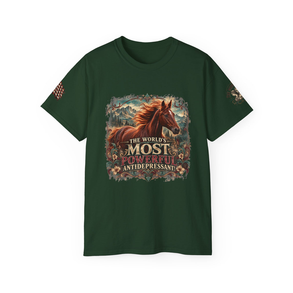 Horse Lover Tee — “The World’s Most Powerful Antidepressant” Graphic T-Shirt