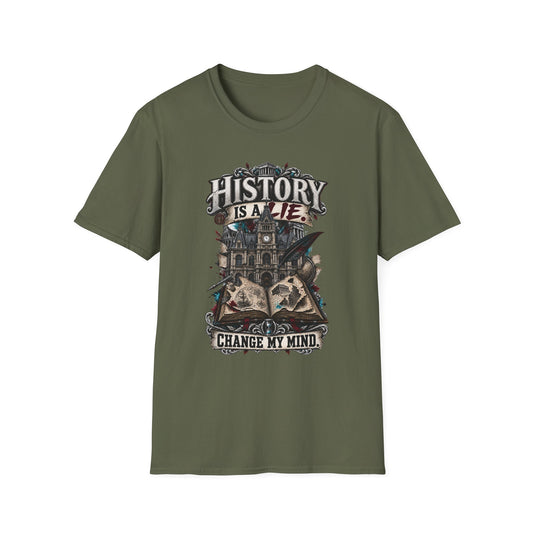 History Is a Lie T‑Shirt — Conspiracy Vintage Graphic Tee
