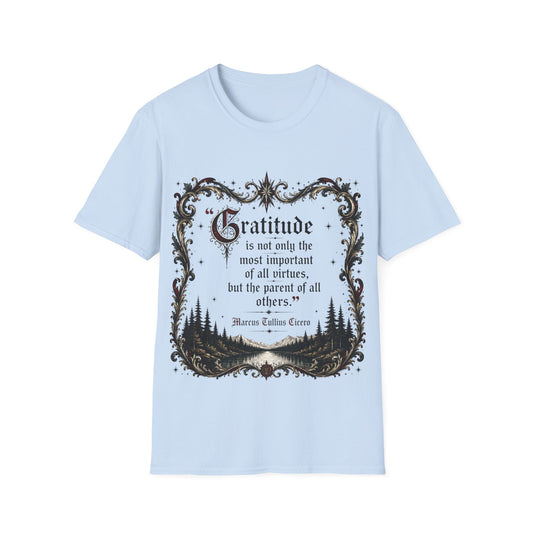 Gratitude is not only the most important of all virtues but the...— Vintage Ornate Marcus Aurelius Quote Tee