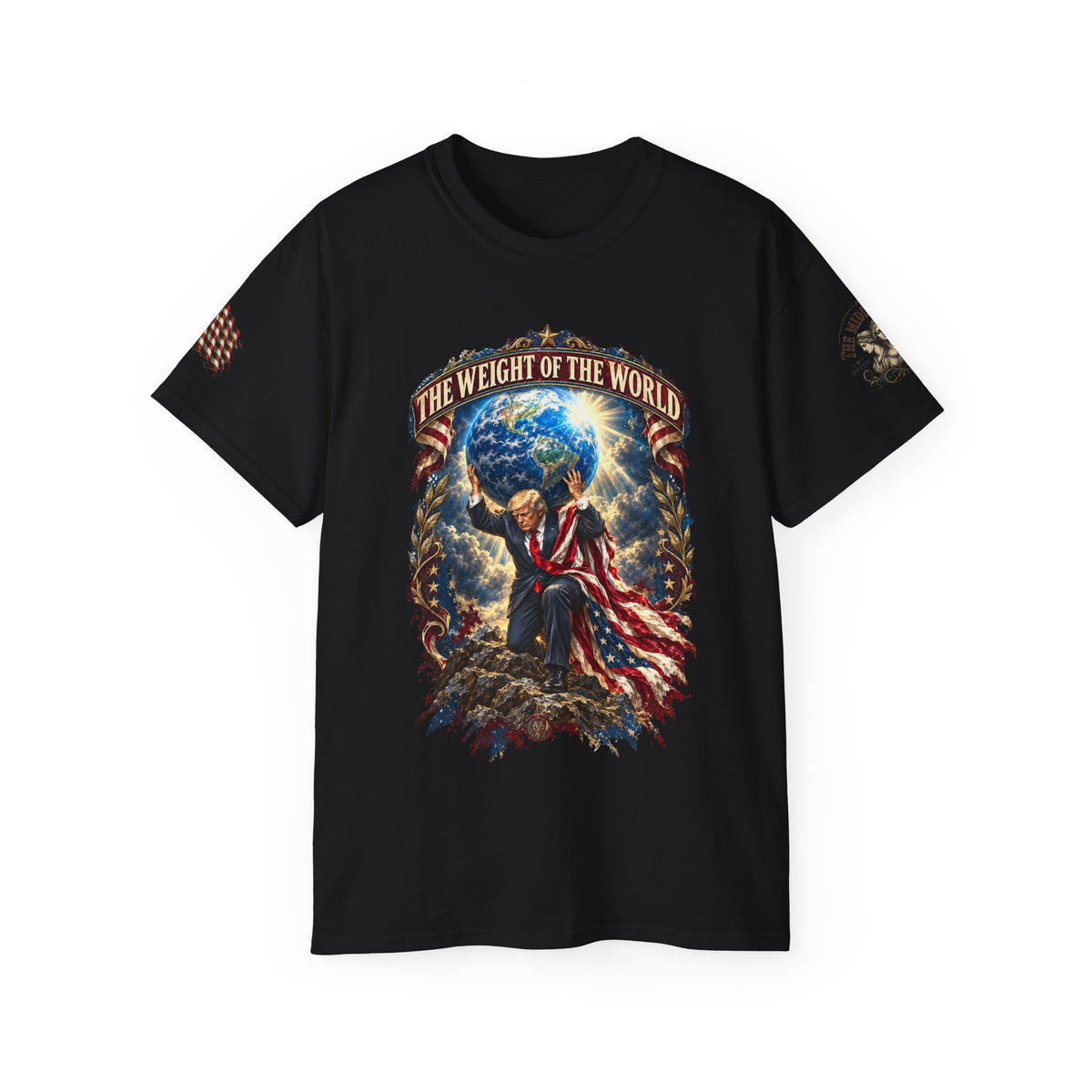 The Weight of the World Tee — Patriotic Atlas Graphic T-Shirt