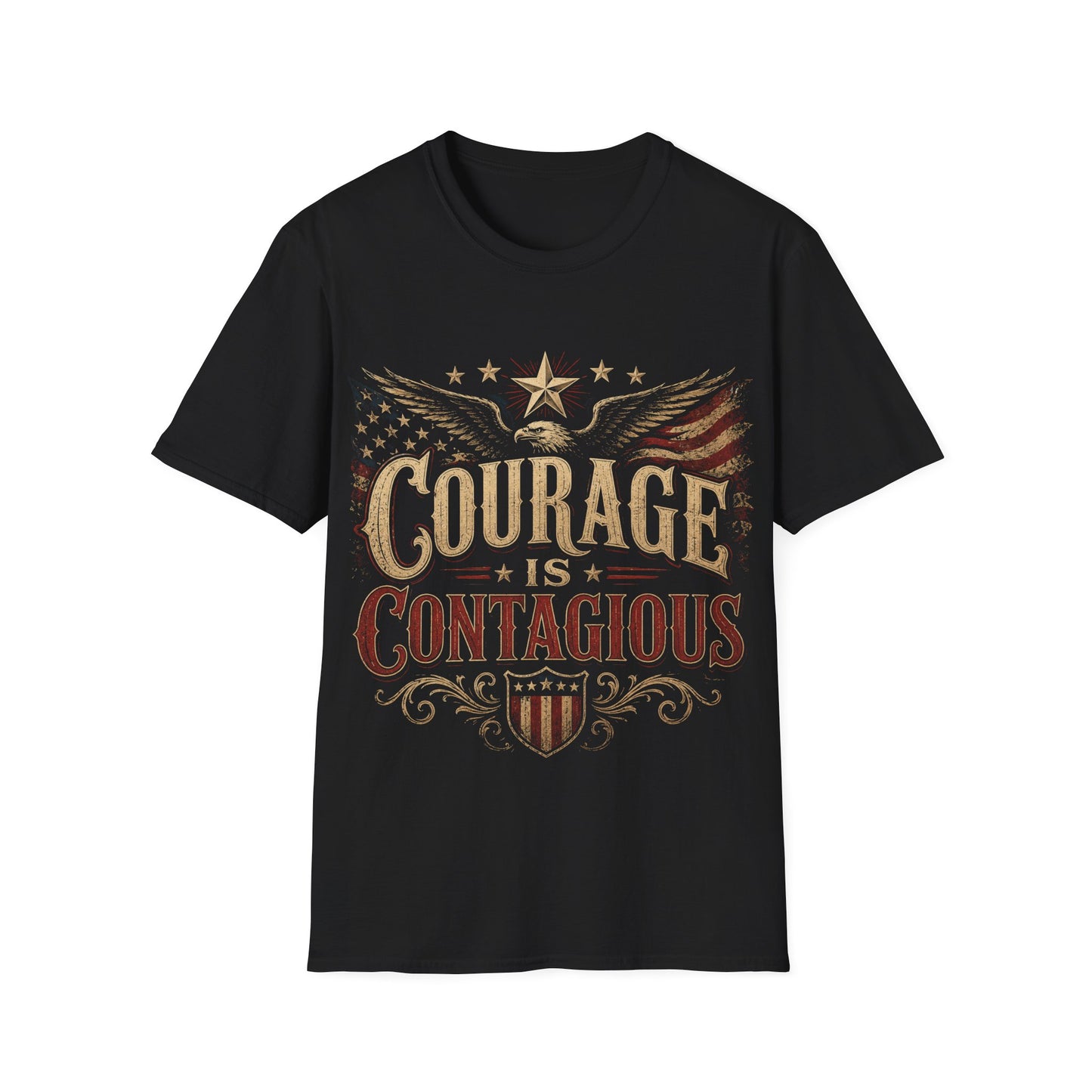 Courage Is Contagious T-Shirt — Vintage Patriotic Eagle Graphic