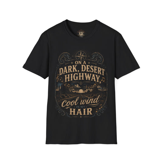 Graphic Tee – On a Dark Desert Highway | Vintage Road Trip 100% Cotton T-Shirt