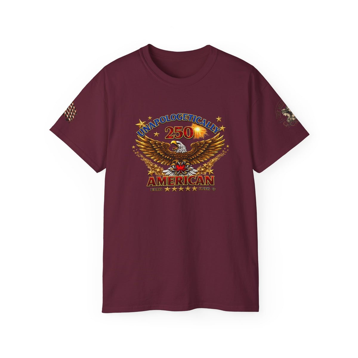 Unapologetically American Eagle Tee — '250 American' Patriotic Flag T‑Shirt