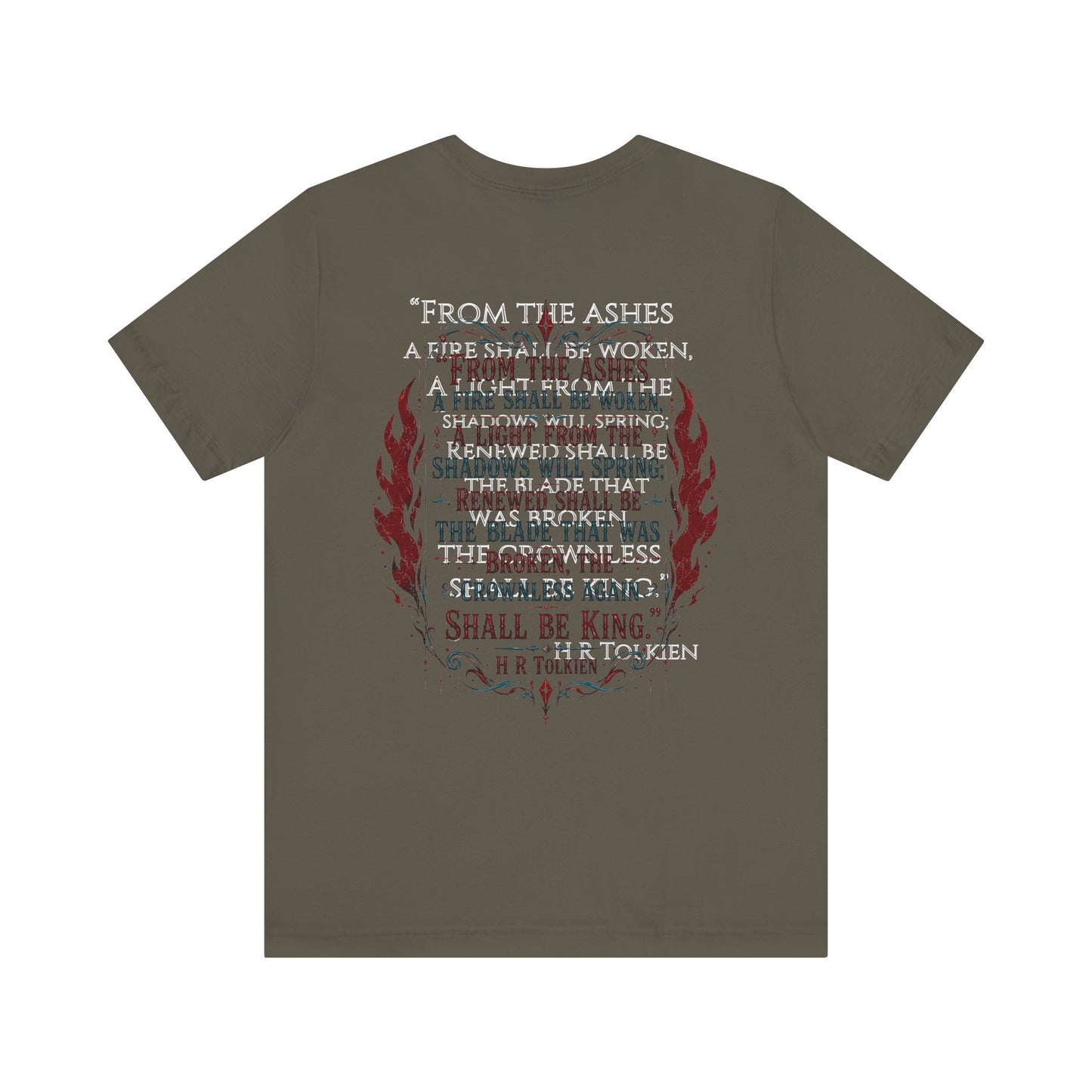 "Fraud Vitiates Everything"  Cotton Tee celebrates American renewal and awakening with a the common man becoming king by Tolkien  back.