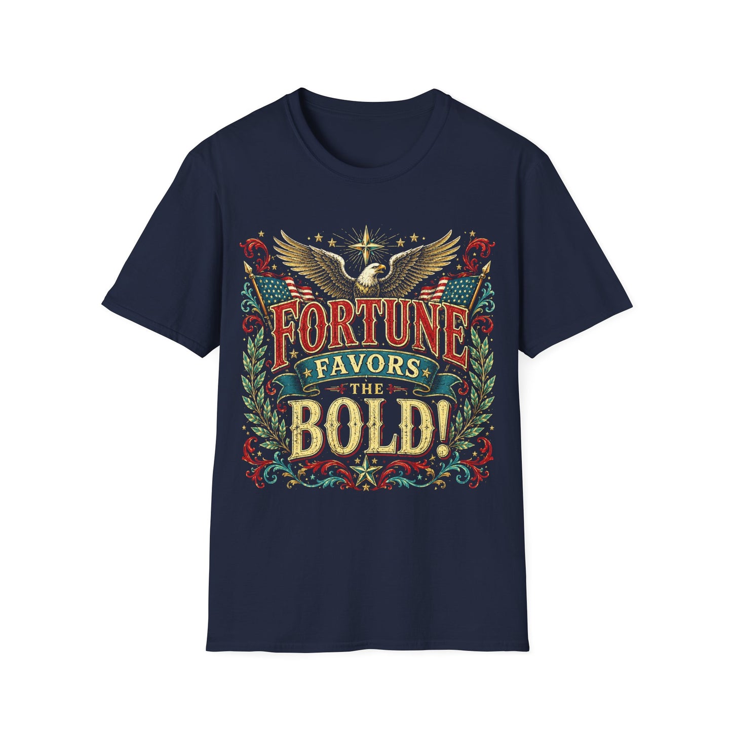 Fortune Favors the Bold T-Shirt — Vintage Eagle Graphic