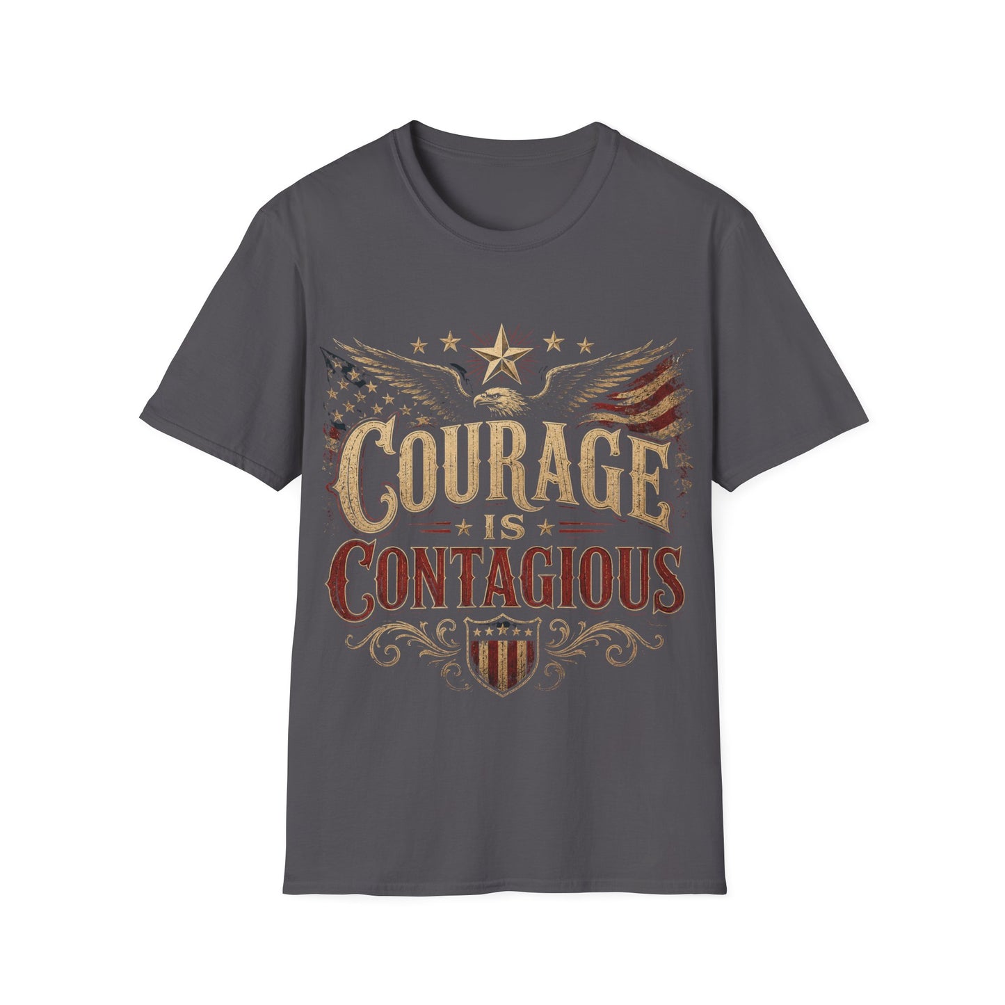 Courage Is Contagious T-Shirt — Vintage Patriotic Eagle Graphic