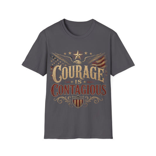 Courage Is Contagious T-Shirt — Vintage Patriotic Eagle Graphic