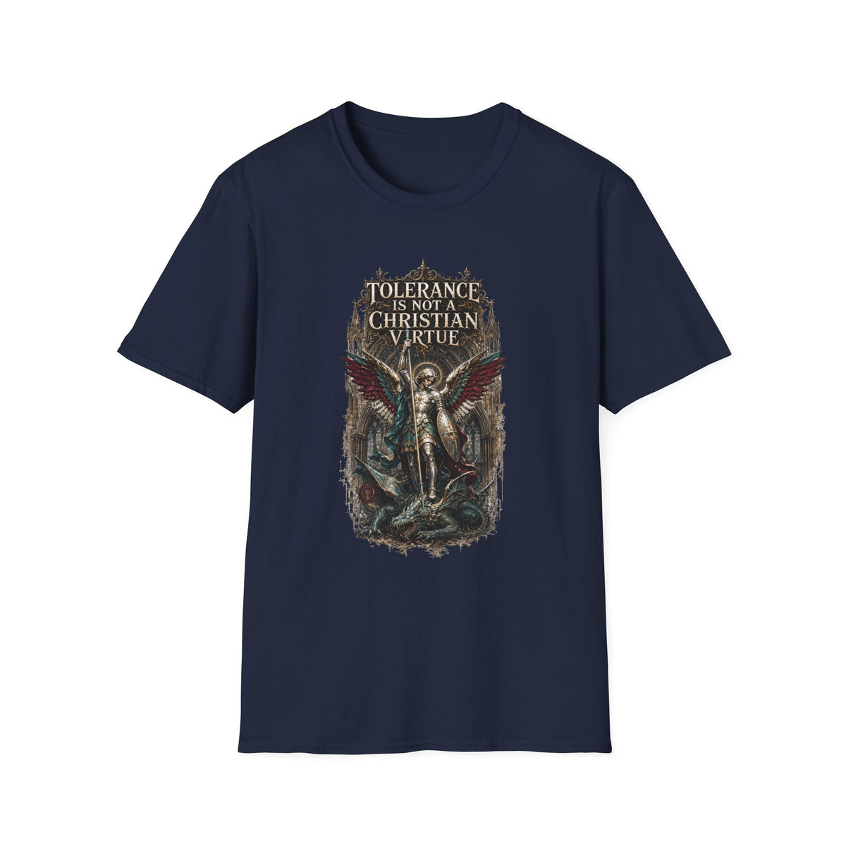 "Tolerance Is Not a Christian Virtue" Gothic Angel Graphic T-Shirt