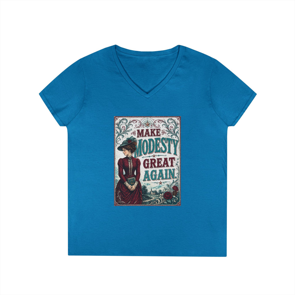 Make Modesty Great Again Vintage-Style Ladies' V-Neck Tee