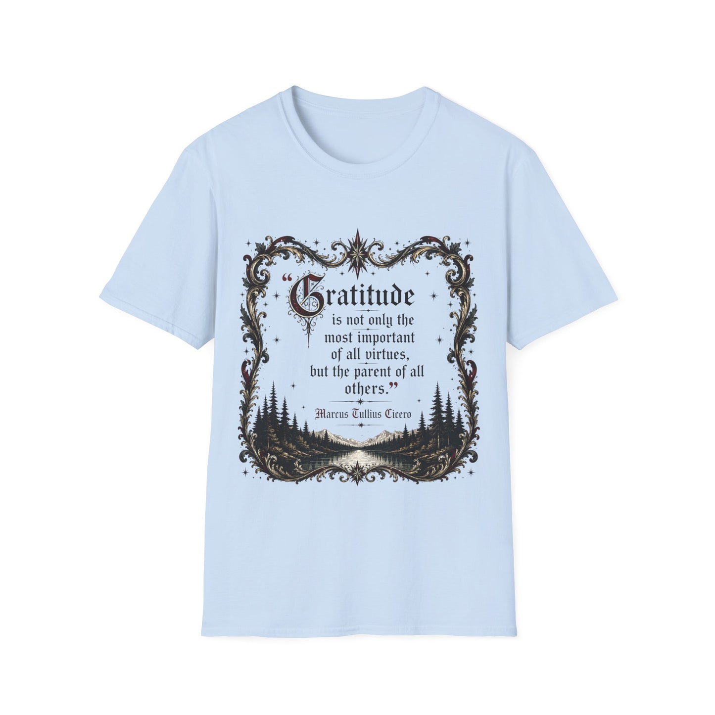 Gratitude is not only the most important of all virtues but the...— Vintage Ornate Marcus Aurelius Quote Tee