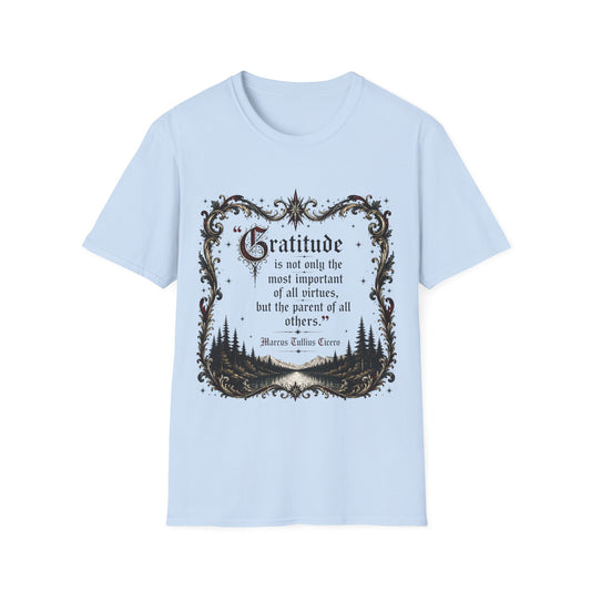 Inspirational Graphic Tee – Gratitude | Vintage Ornate Marcus Aurelius Quote 100% Cotton T-Shirt