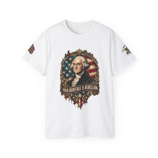 Heritage Rebellion Tee — George Washington American Flag Graphic T-Shirt