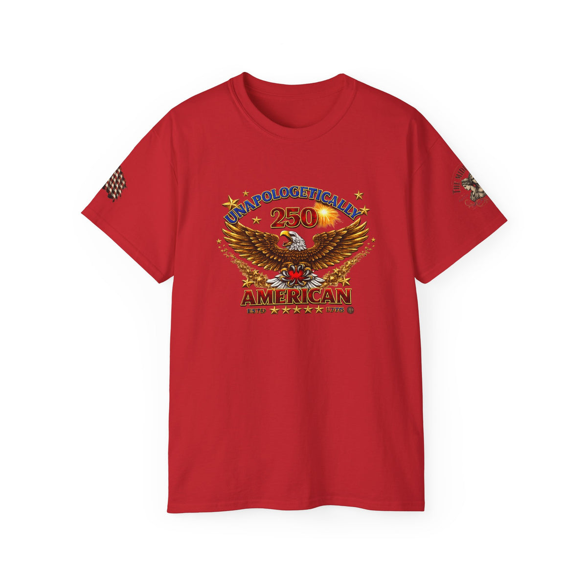 Unapologetically American Eagle Tee — '250 American' Patriotic Flag T‑Shirt